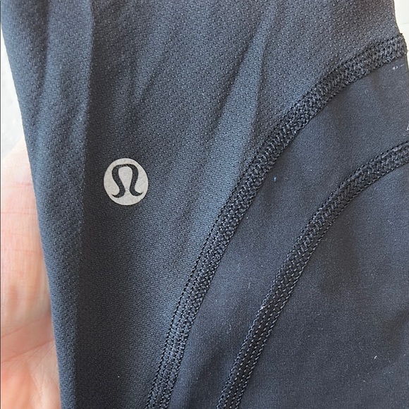 Lululemon Athletica Black and Blue Leggings with Striped Waistband - Picture 2 of 10